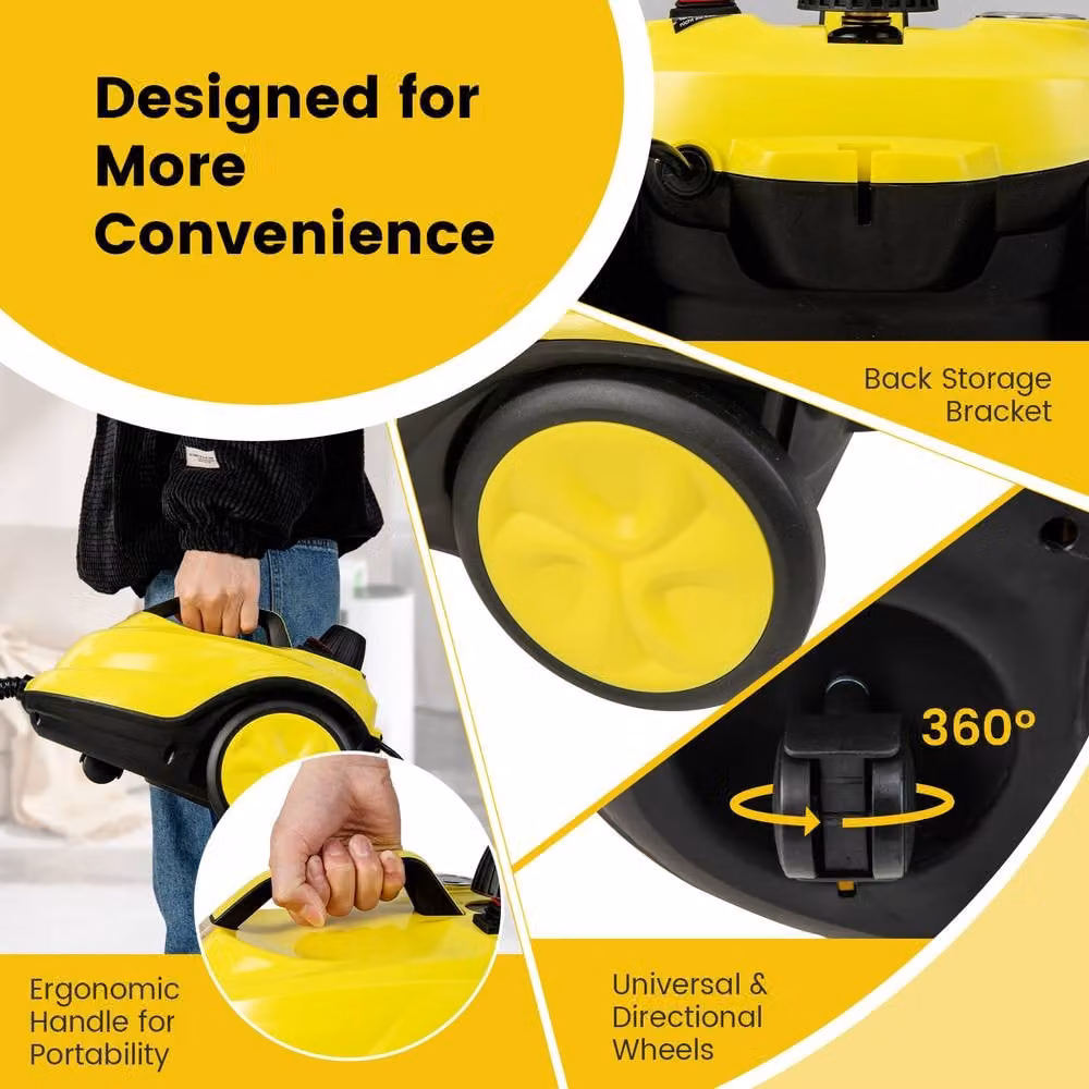 Costway 2000W Steam Mop Rolling Cleaning Machine and Carpet Washer in Yellow – 6