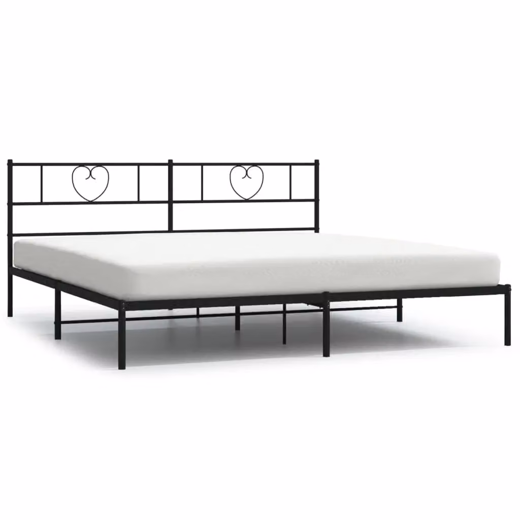 Berkfield Home Metal Bed Frame with Headboard in Black, W/D/H: 180 x 200 cm Super King – 2