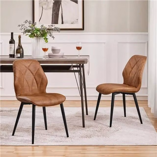 KORVIXA Set of 2 Modern Brown Velvet Dining Chairs – 1