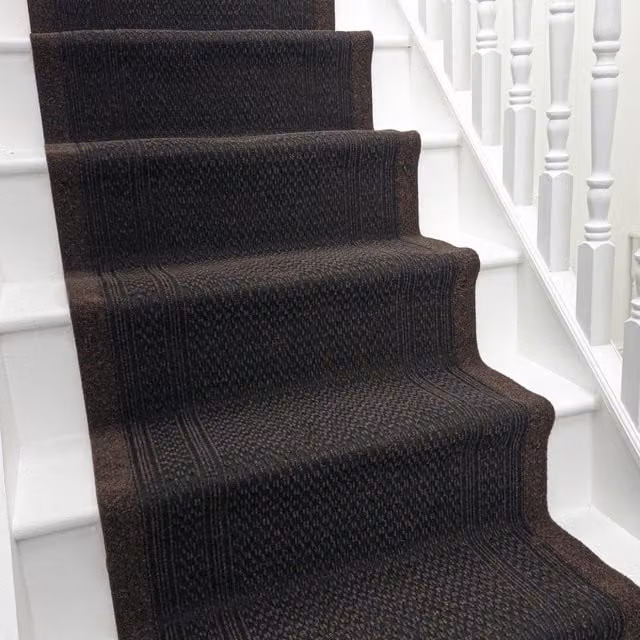 runrug Aztec Stair Runner Carpet, Non-Slip, Dark Brown, W: 66 cm, L: 720 cm – 1