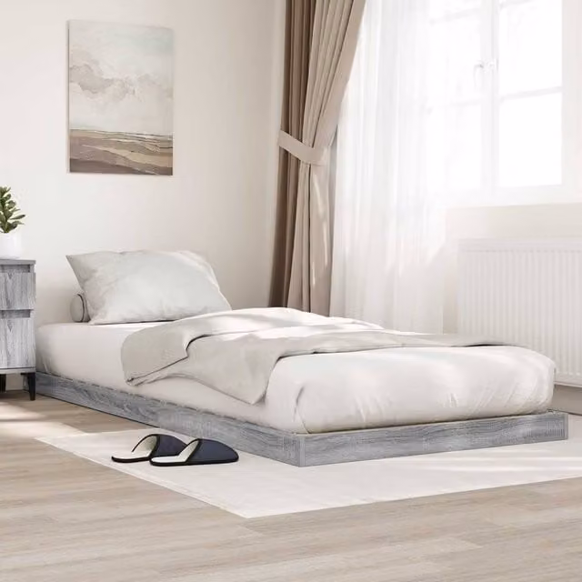 Berkfield Home Grey Sonoma Floor Bed Frame in Engineered Wood, W: 80 cm, L: 200 cm
