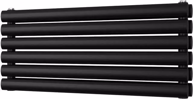 Omeara Axis Black Horizontal Double Panel Radiator W: 80 cm, D: 34.8 cm, H: 108.9 cm