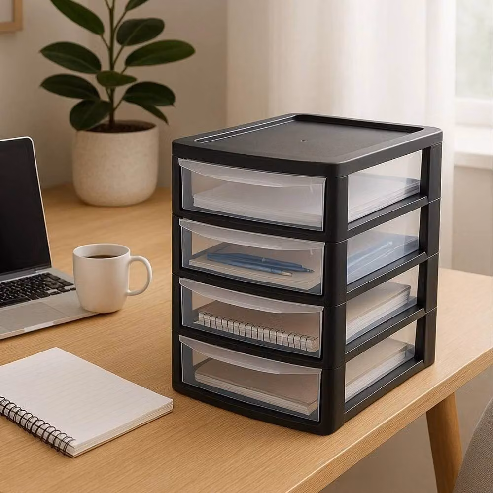 FLAVORA A4 4 Drawer Plastic Storage Unit in Black – 2