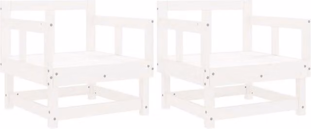Berkfield Home Set of 2 White Lacquered Solid Pine Garden Chairs with Armrests