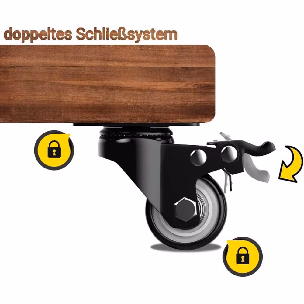 FLAVORA 4-Piece Set of Black PU Swivel Caster Wheels with Plate – 6