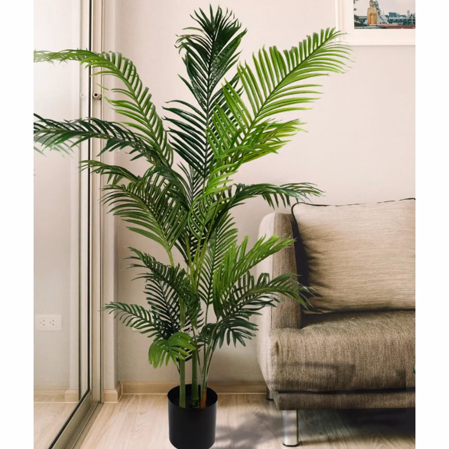 Pegdev 180cm Artificial Palm Tree in a Black Pot, Green – 2