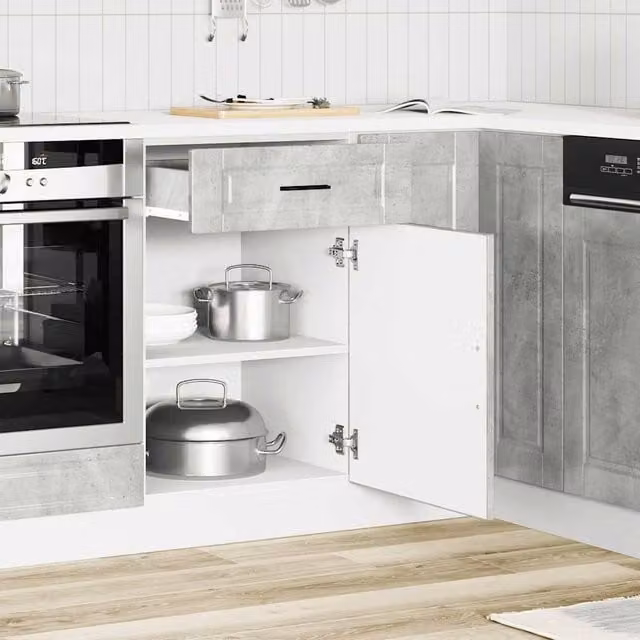 Berkfield Home Porto Kitchen Base Cabinet in Concrete Grey Engineered Wood, H 81.5 x W 50.0 x D 46.0 cm