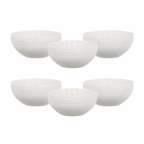 Simpa 6 Piece White Porcelain Modern Bowl Set, 17 cm Diameter