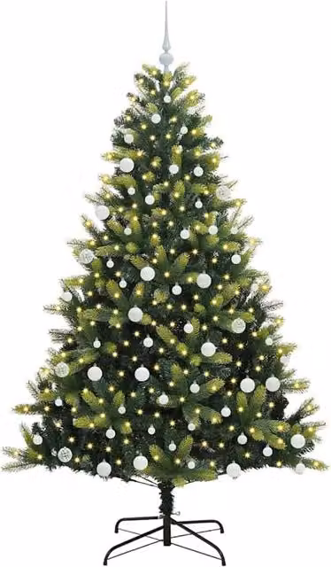 Berkfield Home Realistic Artificial Hinged Christmas Tree with 300 LEDs, Green, Height: 180 cm – 1