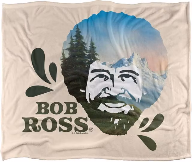 Bob Ross Mountain Head Silky Touch Super Soft Fluffy Polyester Throw Blanket in Multicolour, Large