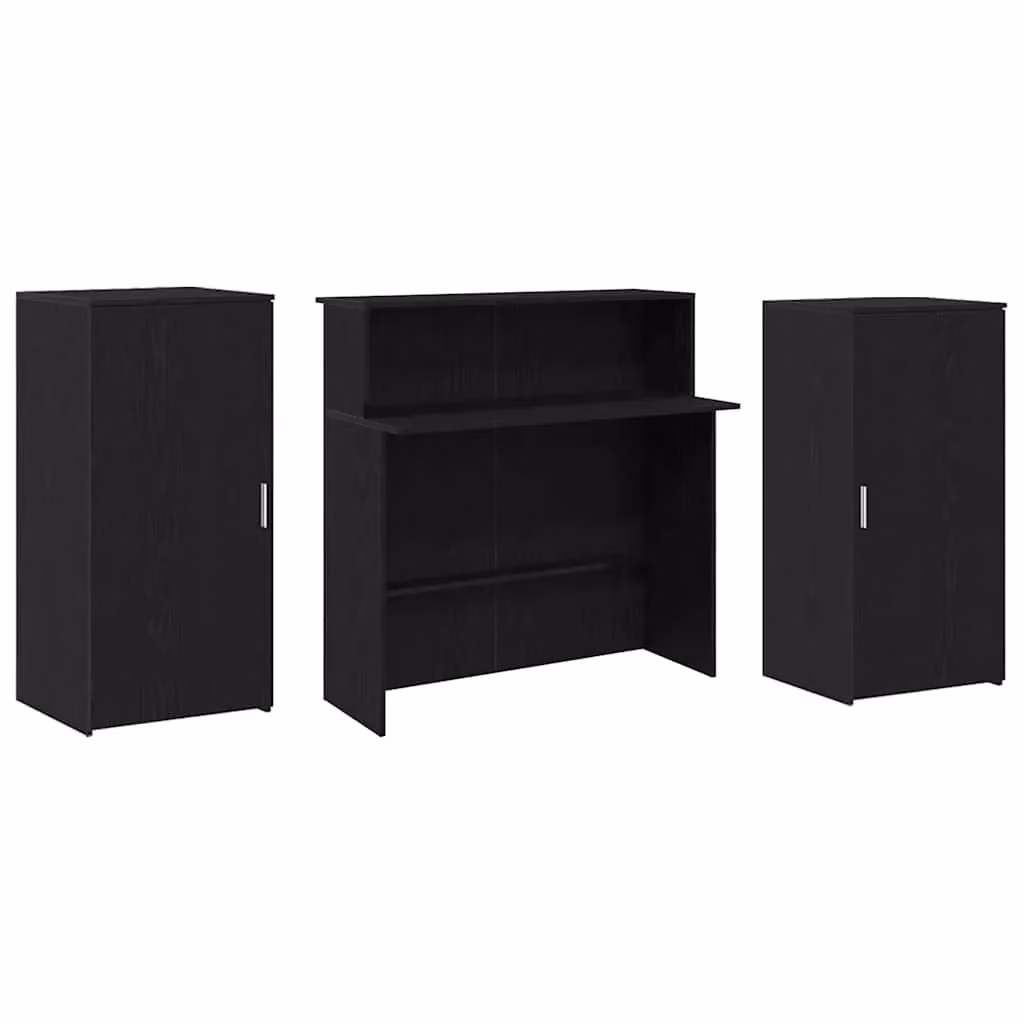 Berkfield Home Reception Desk in Black Oak, W/D/H: 200 x 50 x 103.5 cm – 4