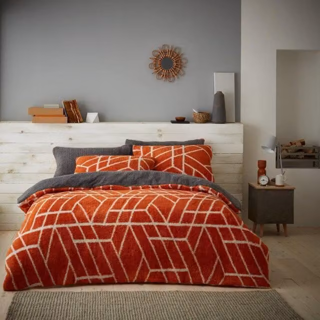 Gaveno Cavailia Teddy Fleece Duvet Cover and Pillowcase Set in Rust Orange, Single Size (90 x 200 cm) – 1