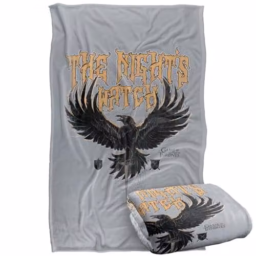 Warner Bros. Game of Thrones Night's Watch Eagle Silky Touch Super Soft Fleece Throw Blanket, Multicolour, W: 91.44 cm, L: 147 cm