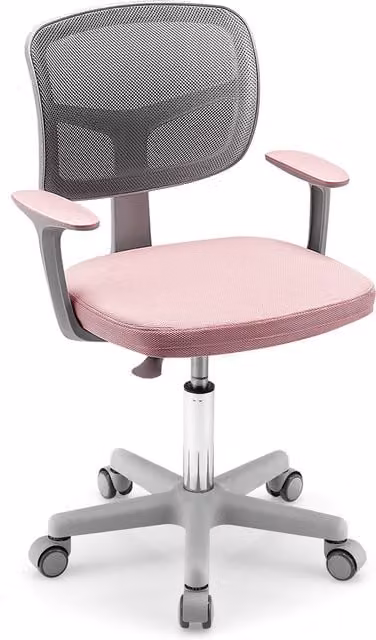 Costway Pink Kids Swivel Task Chair with Armrests and Castors