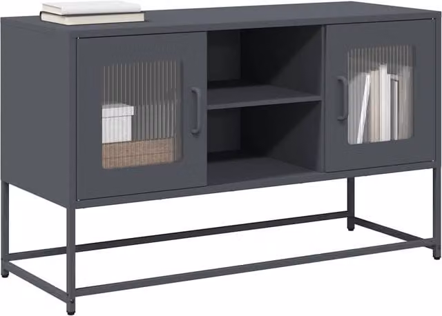 Berkfield Home Industrial Metal TV Cabinet in Anthracite and Black, W/D/H: 100.5 x 39 x 60.5 cm – 1