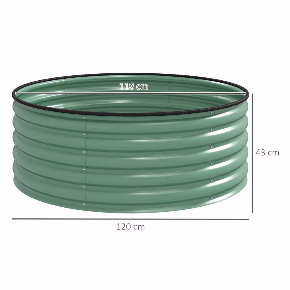 STILVORA Green Raised Garden Bed with Open Base made of Galvanised Steel, W: 120 cm, H: 43 cm, D: 43 cm – 2