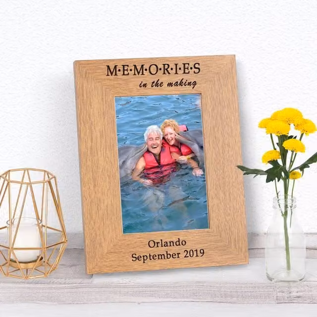 Uniqueful Personalised Memories Modern Rectangular Wood Picture Frame, Brown, 10 x 15 cm