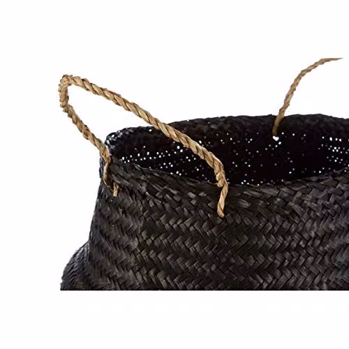 Orsina Black and Silver Seagrass Storage Basket with Handles, W/D/H: 35 x 35 x 32 cm – 2