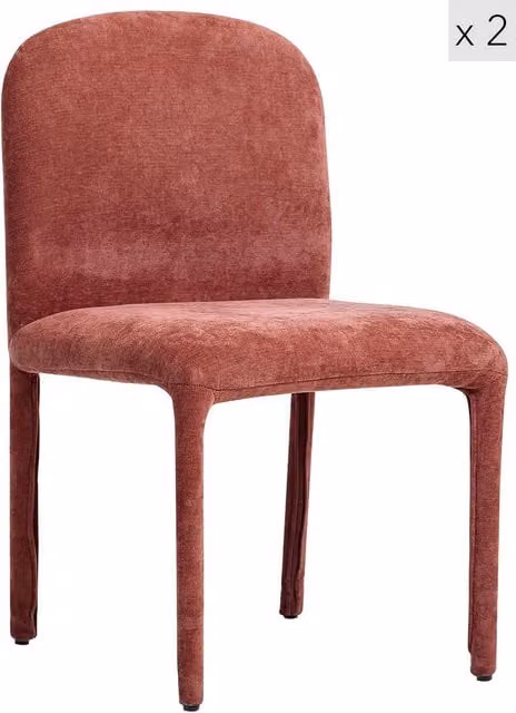 Nordlys Set of 2 Red Scandinavian Fabric Upholstered Dining Chairs – 1