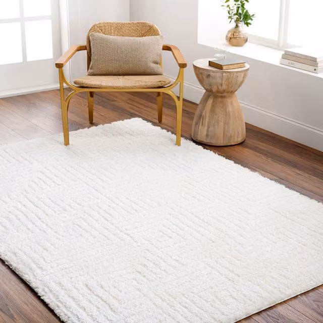 Livabliss Nomadic Shaggy Ivory Modern Abstract Soft Plush Pile Rug W: 200 cm, D: 275 cm – 1