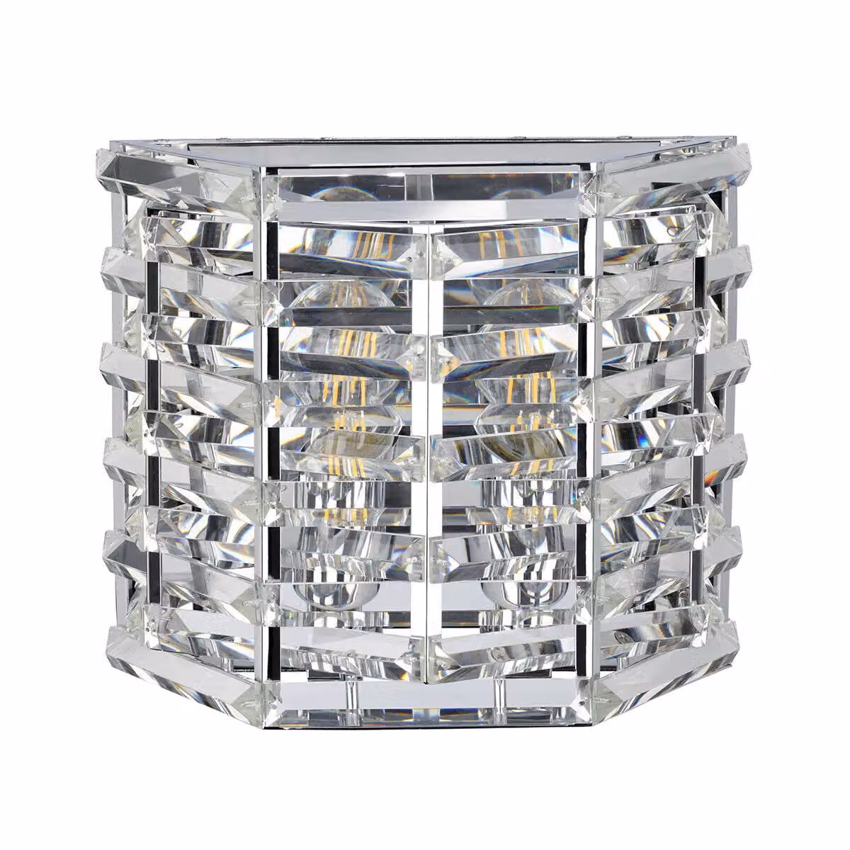 Loops Twin Wall Light Sconce in Silver with Crystal Details and Highly Polished Nickel Finish, E27 60W LED Compatible – 2