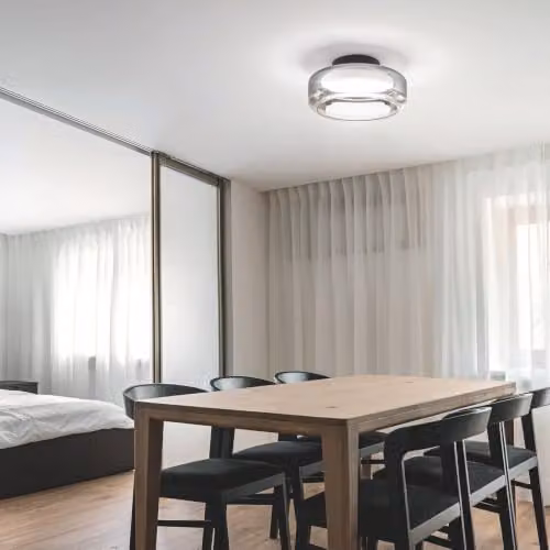 Netlighting Topico 35cm LED Dome Semi Flush Ceiling Light in Smoke Grey with Warm White 3000K – 2