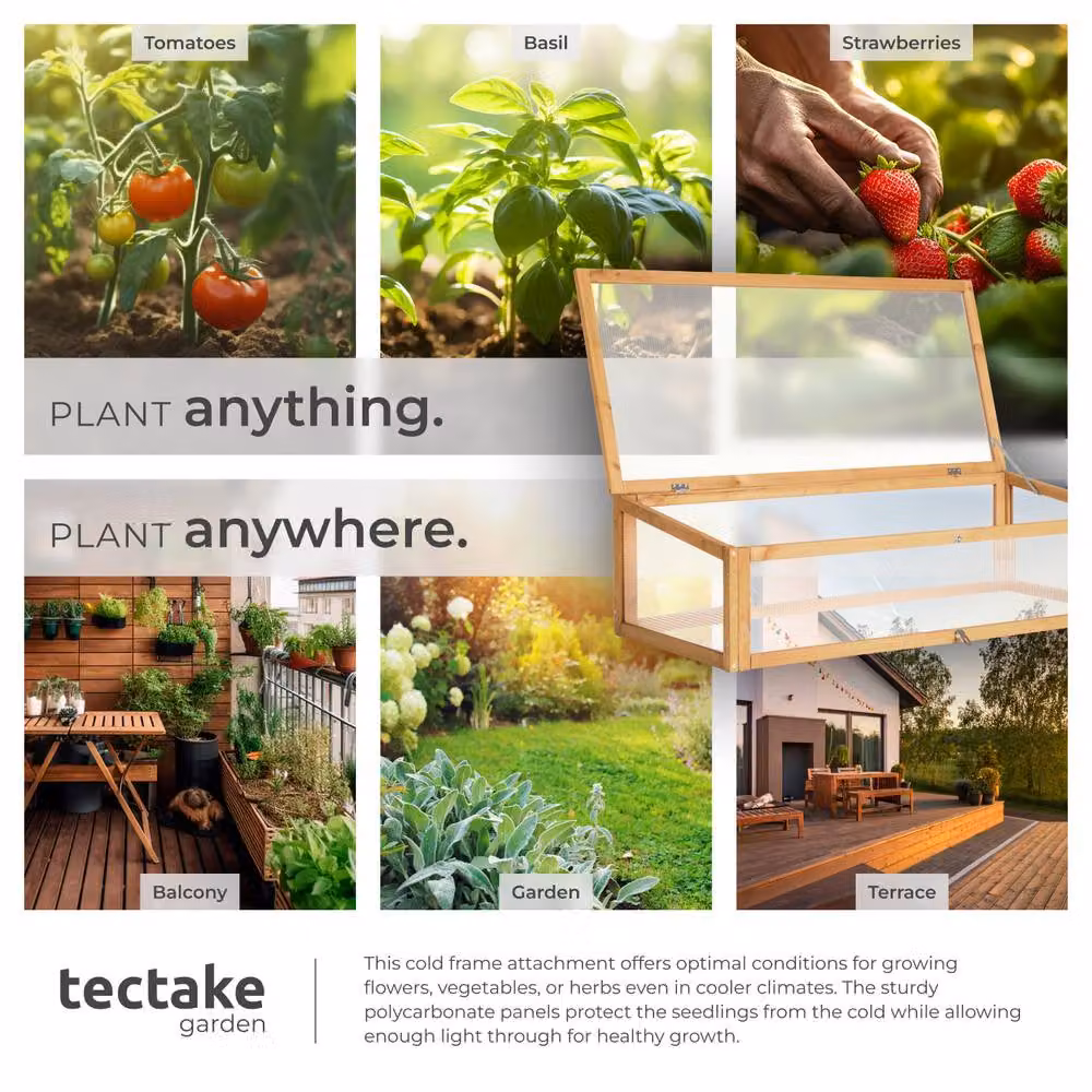 tectake Brown Wooden Cold Frame for Vegetable Gardens W/D/H: 115 x 53 x 34 cm – 2