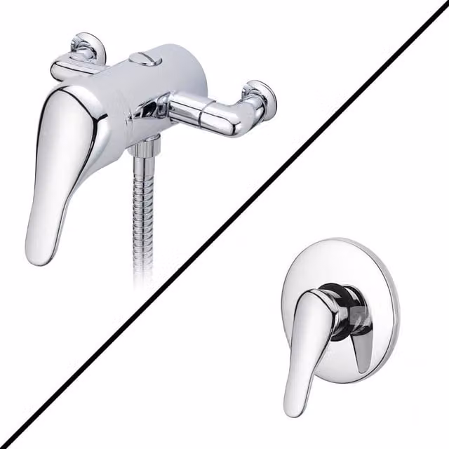 Nes Home Dex Single Lever Manual Shower Mixer Valve in Chrome Metallic Silver