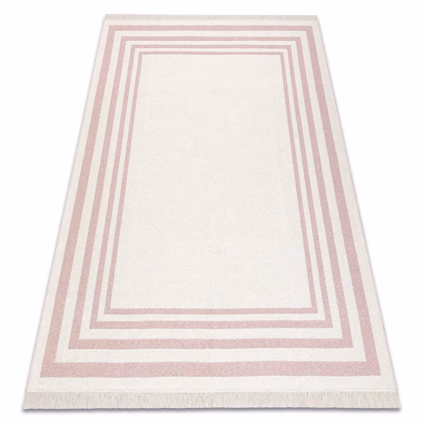 RugsX Twin Reversible Cotton Rug in Pink with Fringes, W: 80 cm, L: 300 cm