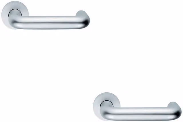 Loops 2x Pair 22mm Round Bar Safety Lever on Round Rose DDA Compliant Satin Aluminium Silver