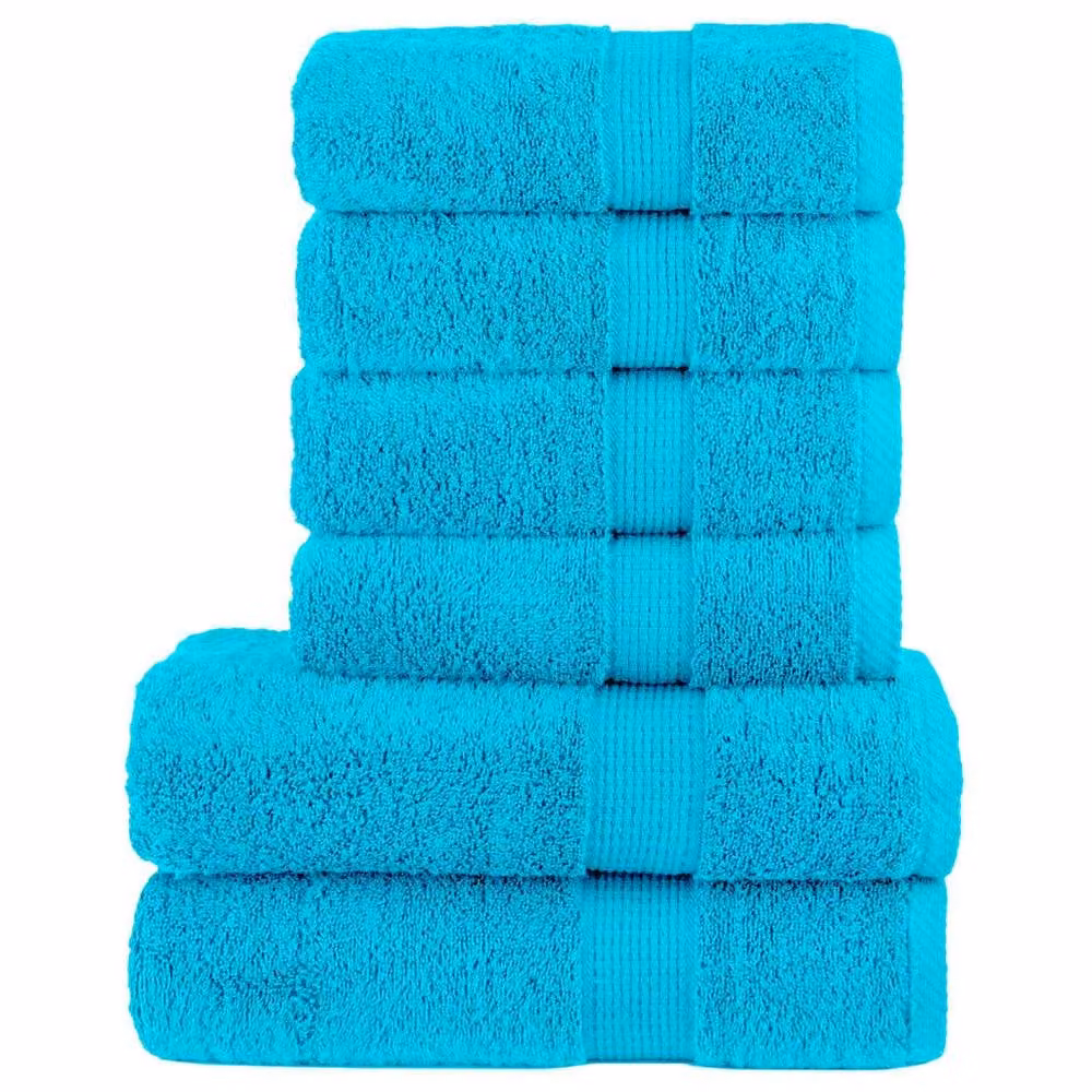 Berkfield Home SOLUND 6 Piece Premium Cotton Terry Towel Set in Turquoise, 600 gsm – 2