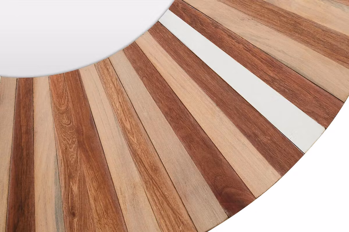 Orsina Floral Round Wood Wall Mirror in Brown – 3