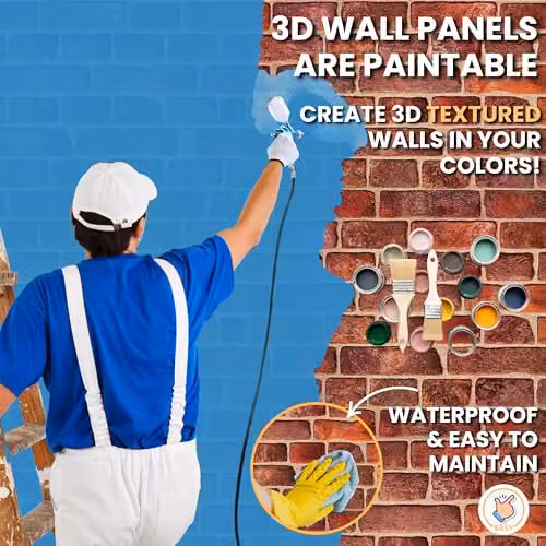 Novecrafto 3D Brick Effect Wall Panels, Red PVC Plastic Cladding, 6 Sheets, W/H: 96 x 48 cm – 8