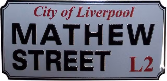 Rock Off Mathew Street Liverpool Embossed Metal Fridge Magnet in White