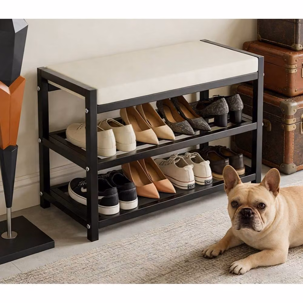 KORVIXA Modern Shoe Storage Bench Stool and Rack in Synthetic Leather – 5