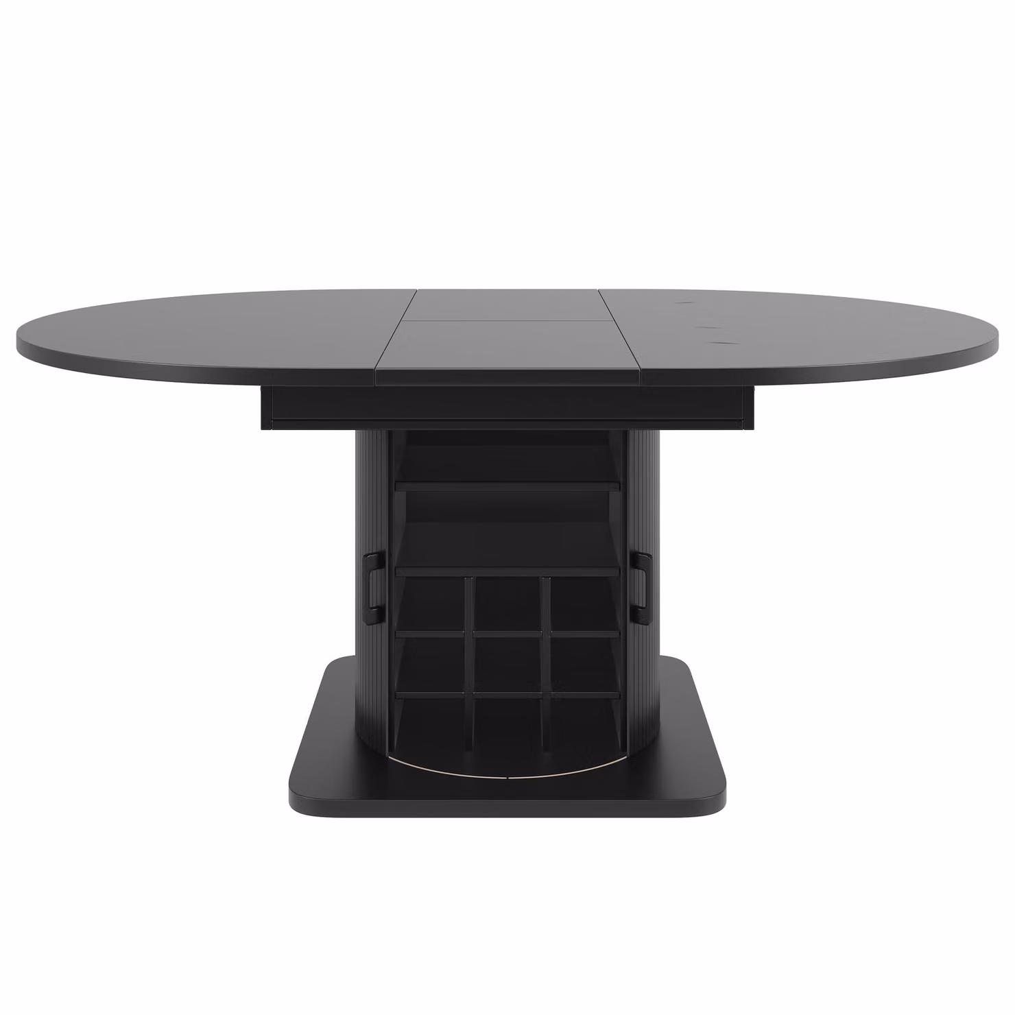 Aosom UK Black Extendable Multifunctional Dining Table with Hidden Storage, Wine Rack and Shelves, W: 118 cm, D: 118 cm, H: 76 cm – 2