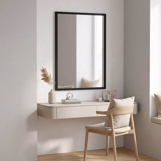 STILVORA Modern Rectangular Wall Mirror, Black, W: 70 cm, H: 50 cm – 1