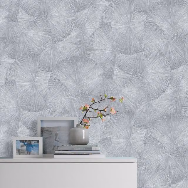 Erismann Japandi Silver Metallic Botanical Floral Vinyl Wallpaper Roll