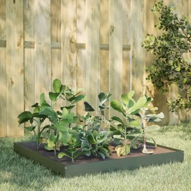 Berkfield Home Garden Steel Raised Bed in Green, W/D/H: 100 x 100 x 18.5 cm – 1
