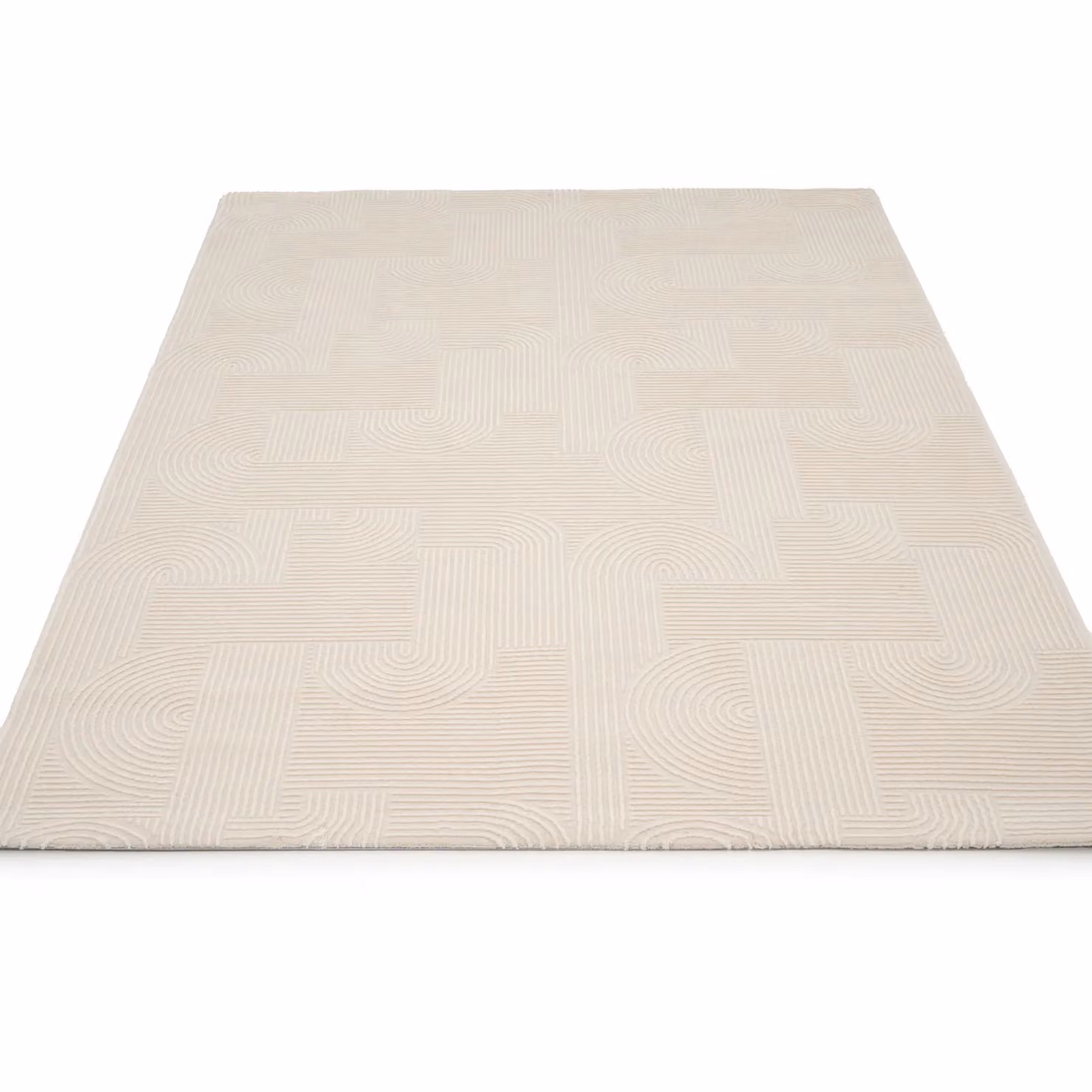 Kukoon Retro Modern Abstract Living Area Runner Rug in Silver Grey, W/D/H: 120 x 170 cm – 1