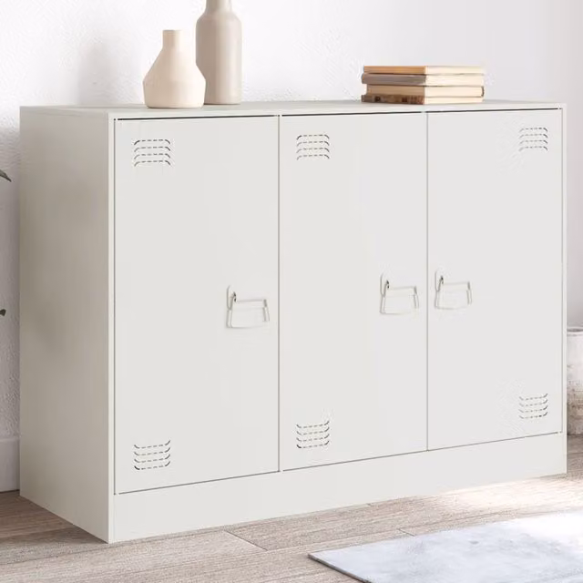 Berkfield Home White Steel Sideboard, W/D/H: 99 x 39 x 73 cm