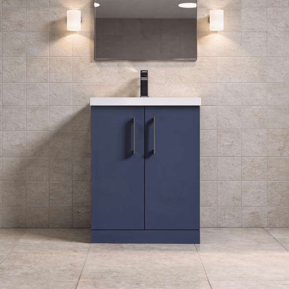 Balterley Contemporary Blue 2-Door Freestanding Bathroom Floor Vanity Unit and Basin, Width: 60 cm – 2
