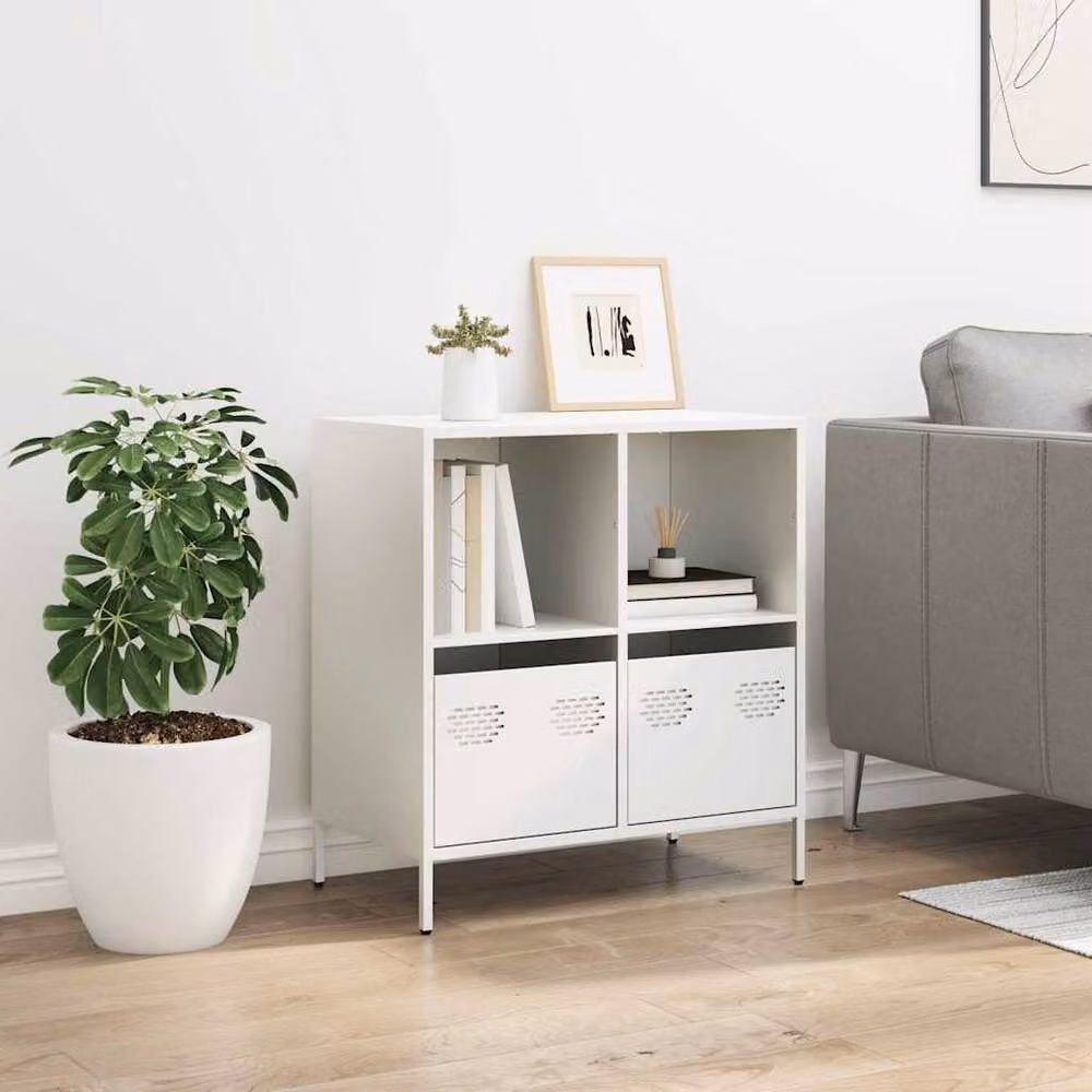 Berkfield Home White Matt Steel Sideboard, W/D/H: 68 x 39 x 73.5 cm – 2