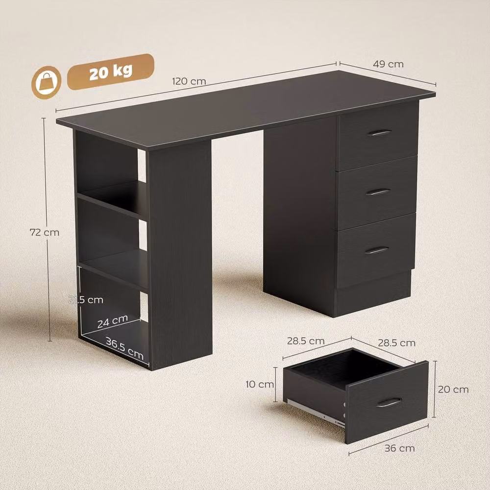 KORVIXA Black Modern Computer Desk for Home Office and Bedroom, W/D: 100 x 100 cm – 2