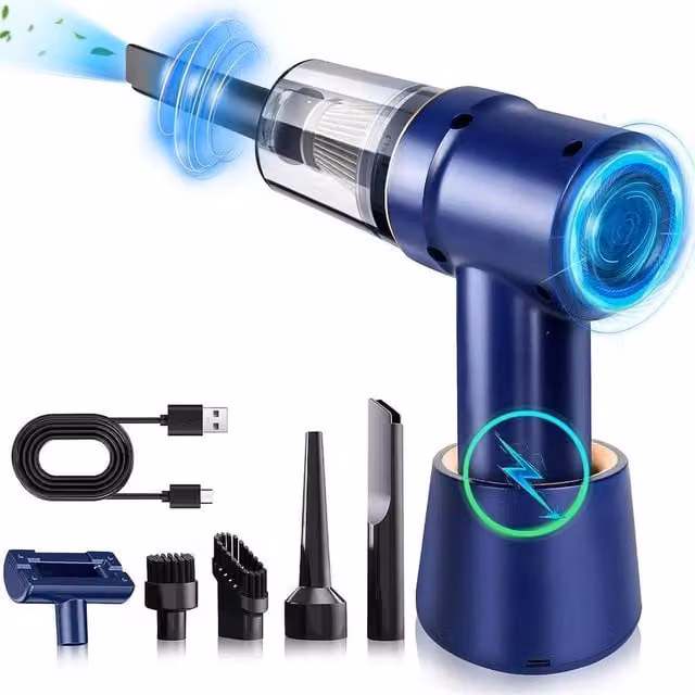 FLAVORA Cordless Rechargeable 2-in-1 Electric Air Duster Blower, Blue