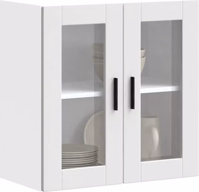 Berkfield Home Modern Matt White Kitchen Wall Cabinet with Glass Doors