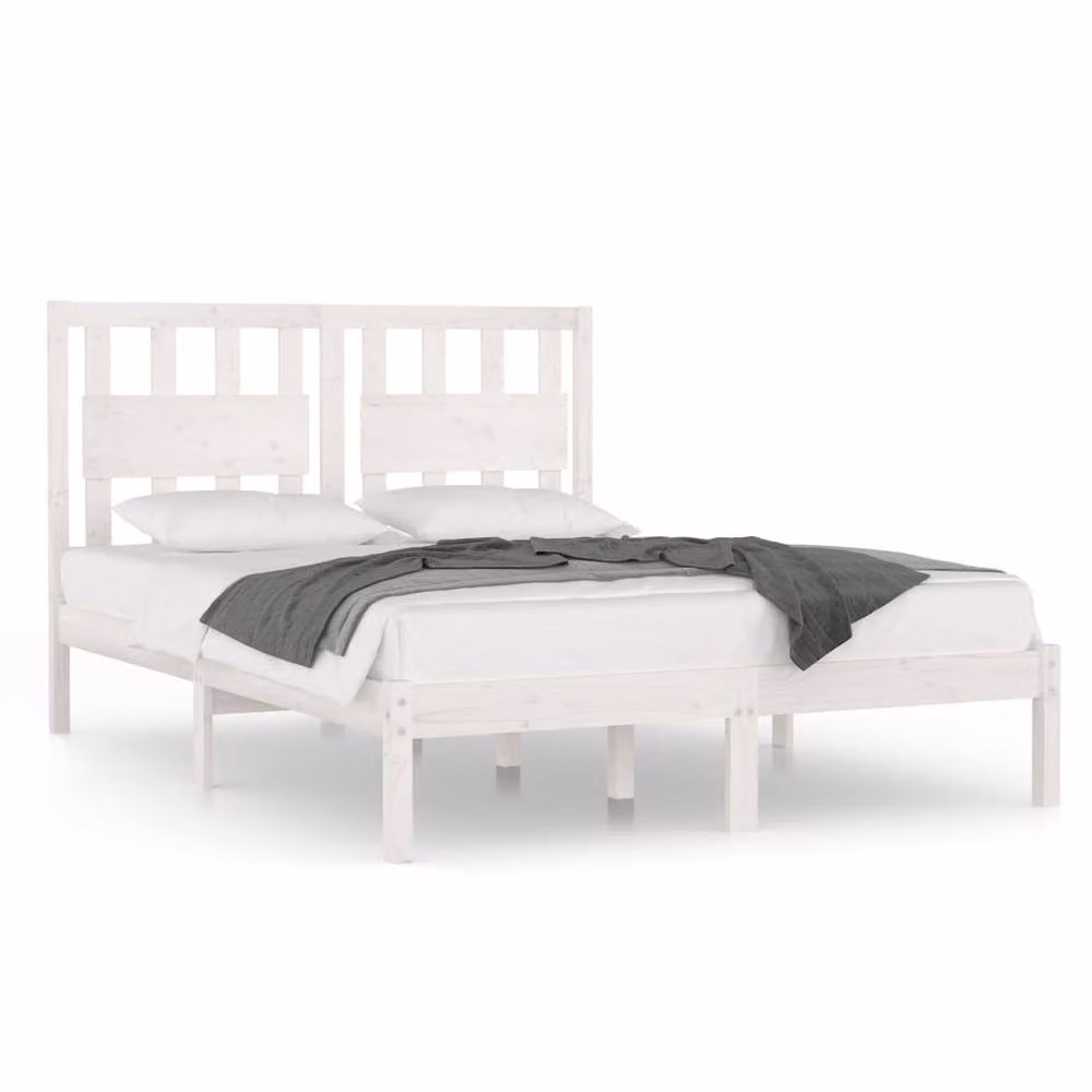 Berkfield Home White Solid Wood Pine Bed Frame W/D/H: 140 x 200 cm – 2