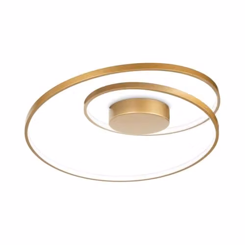 Ideal Lux Netlighting Oz LED Decorative Swirl Semi Flush Ceiling Light in Gold/Brass with Warm White 3000K Dimming Capability