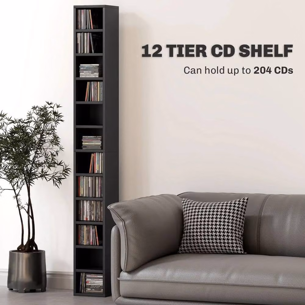 NESTLUNE 204 CD Storage Tower in Black, Height: 100 cm, Width: 15 cm – 5