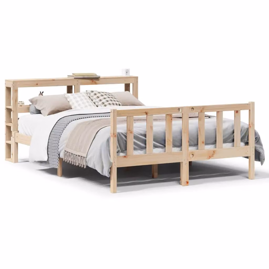 Berkfield Home Rustic Solid Wood Pine Bed Frame in Brown, W/D/H: 160 x 200 cm – 2